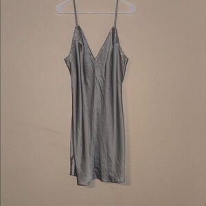 Victoria's Secret Silver Slip Chemise with Beaded Trim